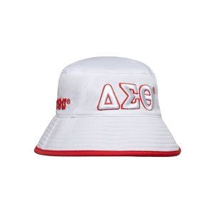 Delta Sigma Theta Flexfit Embroidered Bucket Hat White